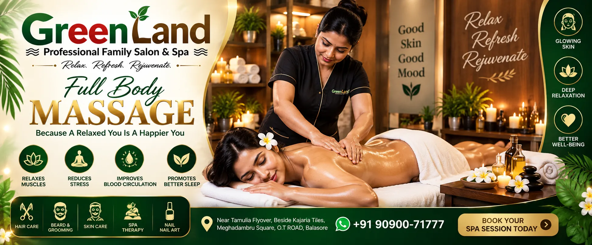 Body massage and wellness treatment at GreenLand SPA