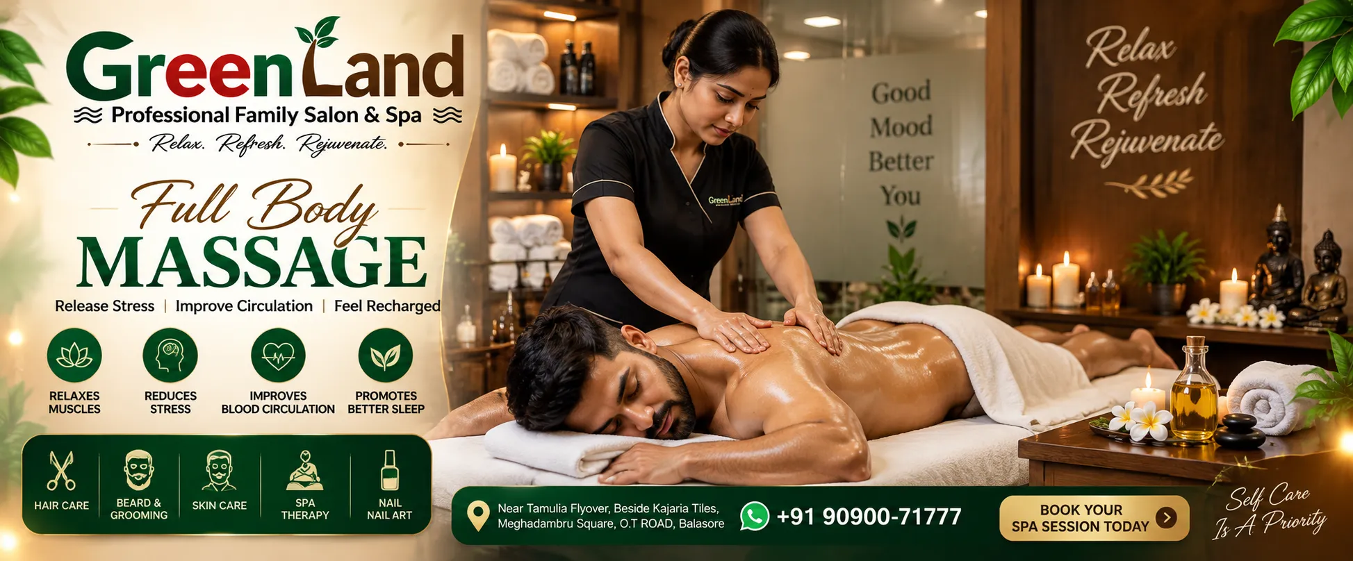 Relaxing spa and massage experience at GreenLand SPA in Balasore